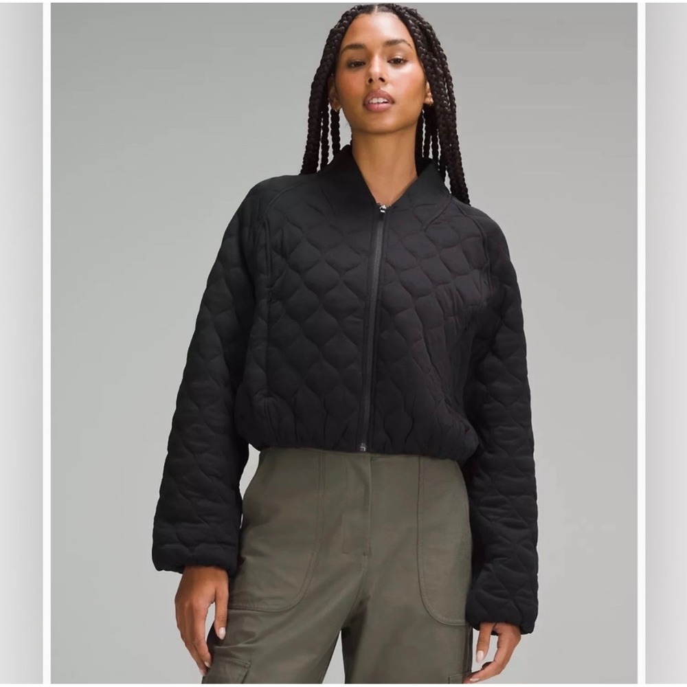 Lululemon Quilted Bomber jacket 4 black textured minimalist casual outdoor